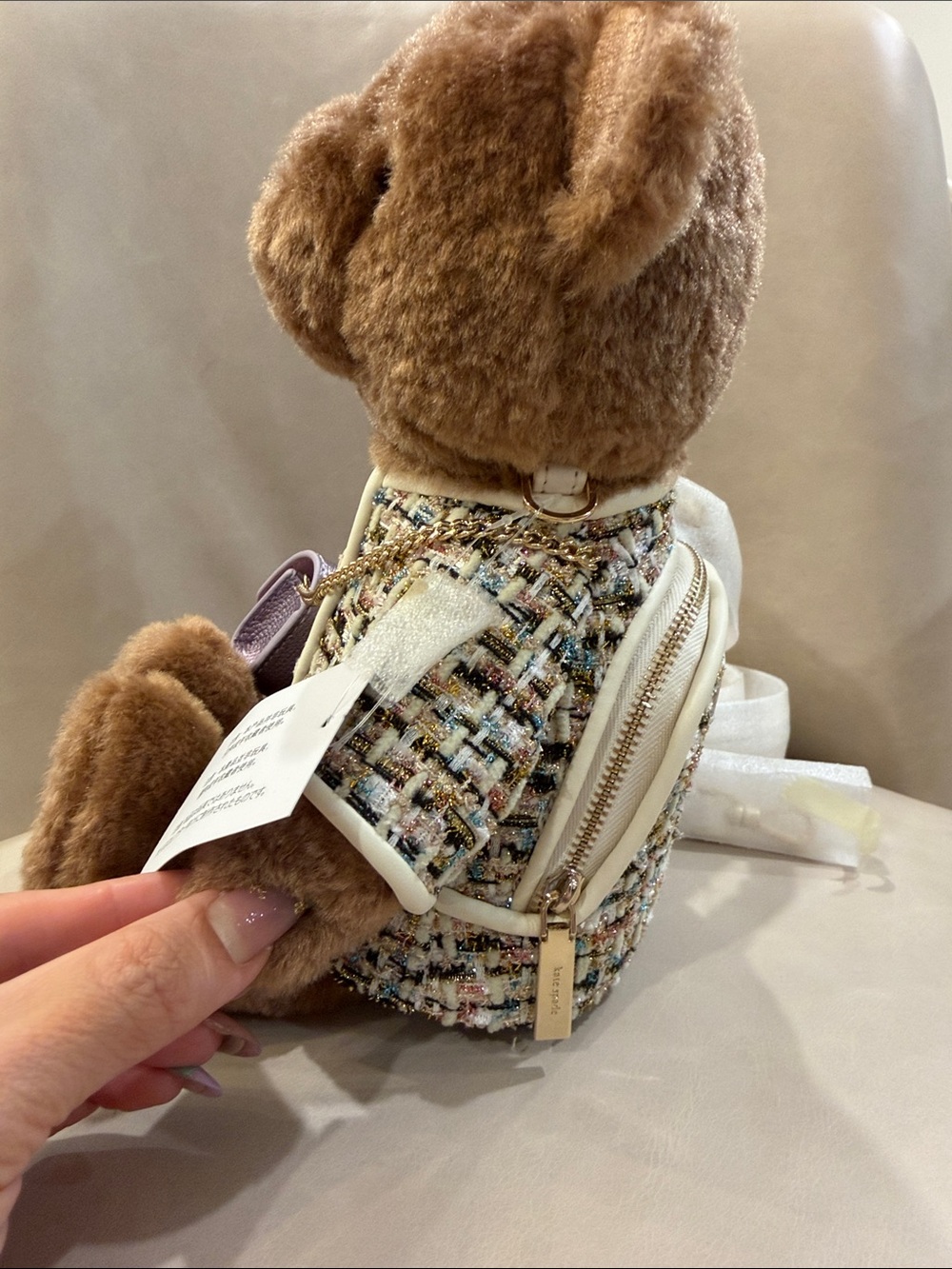 Kate Spade Lilac Mini Bag with Brown Teddy Bear Accent - Picture 7 of 10